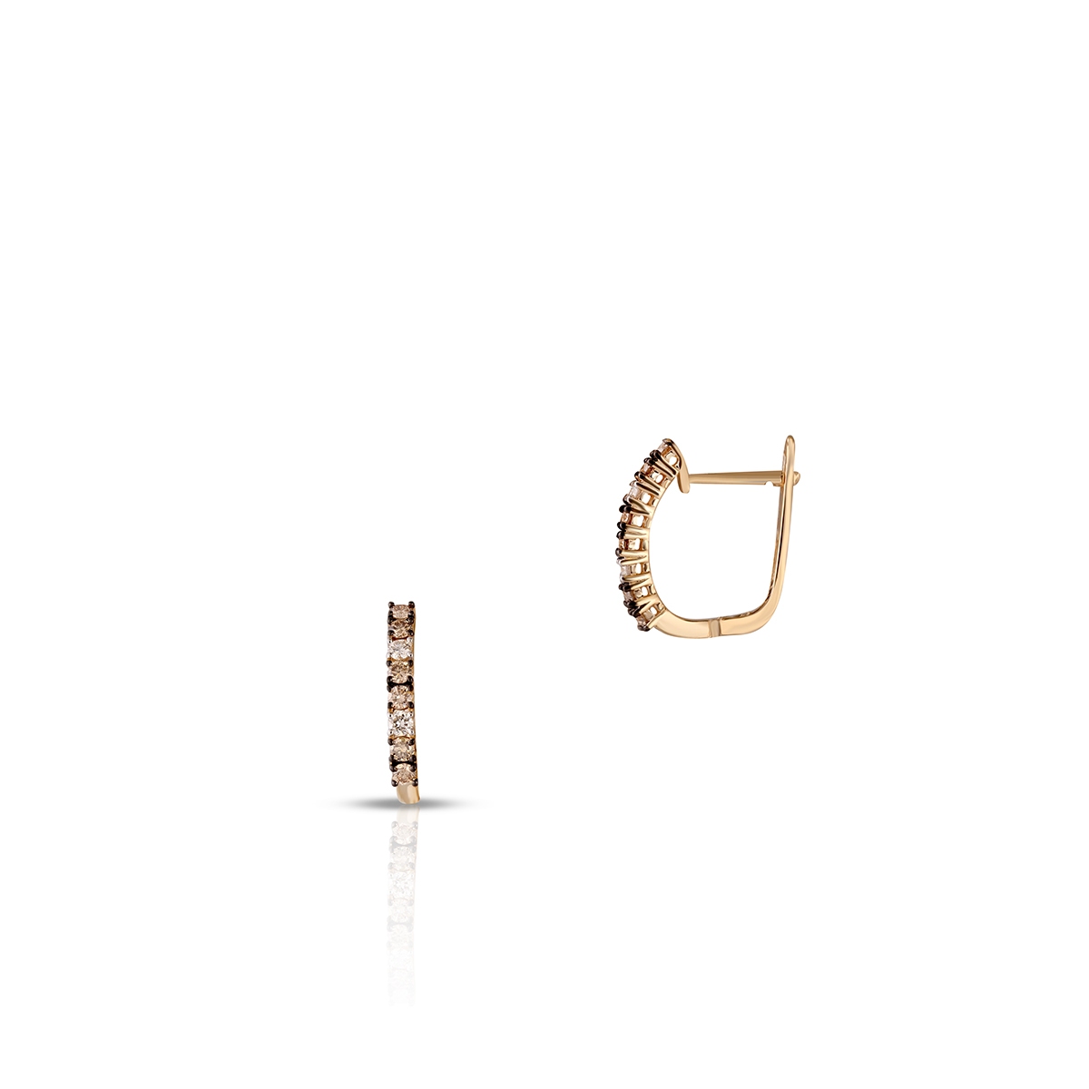 W.KRUK Kolczyki złote z brązowymi brylantami