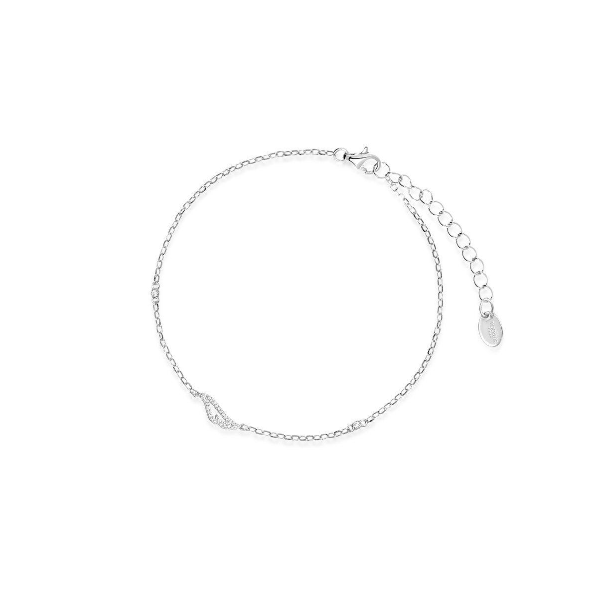 W.KRUK Bransoleta srebrna skrzydło z cyrkoniami