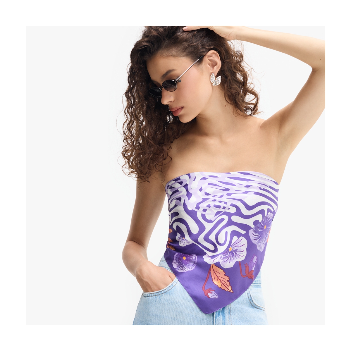 W.KRUK Chusta jedwabna Kwiaty Nocy Bratki