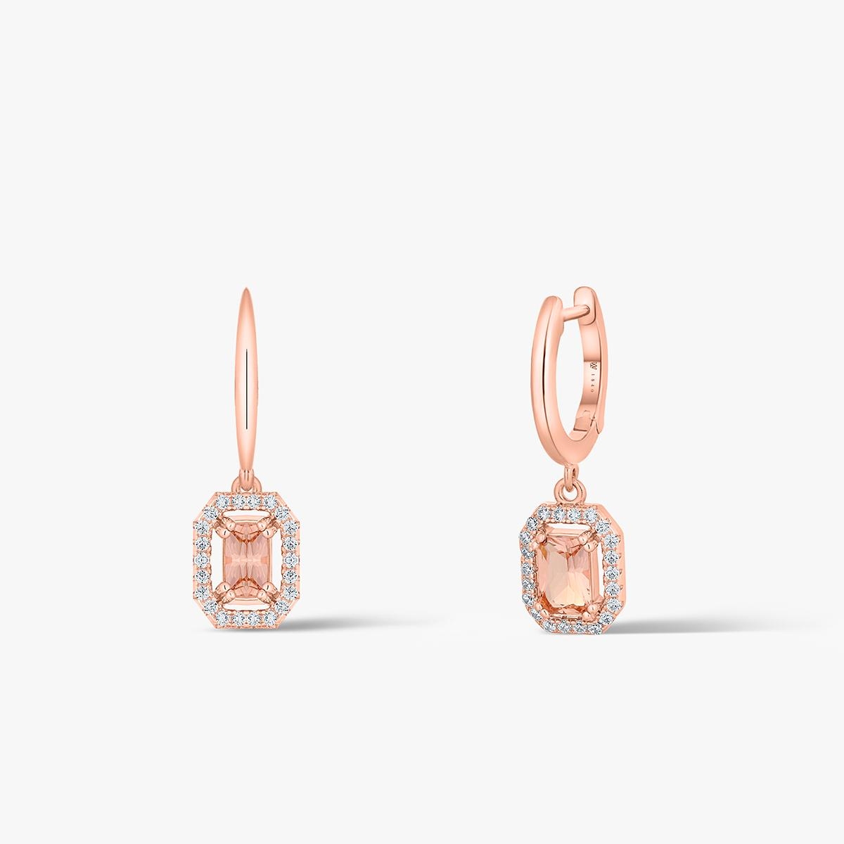 W.KRUK Kolczyki srebrne z różową cyrkonią