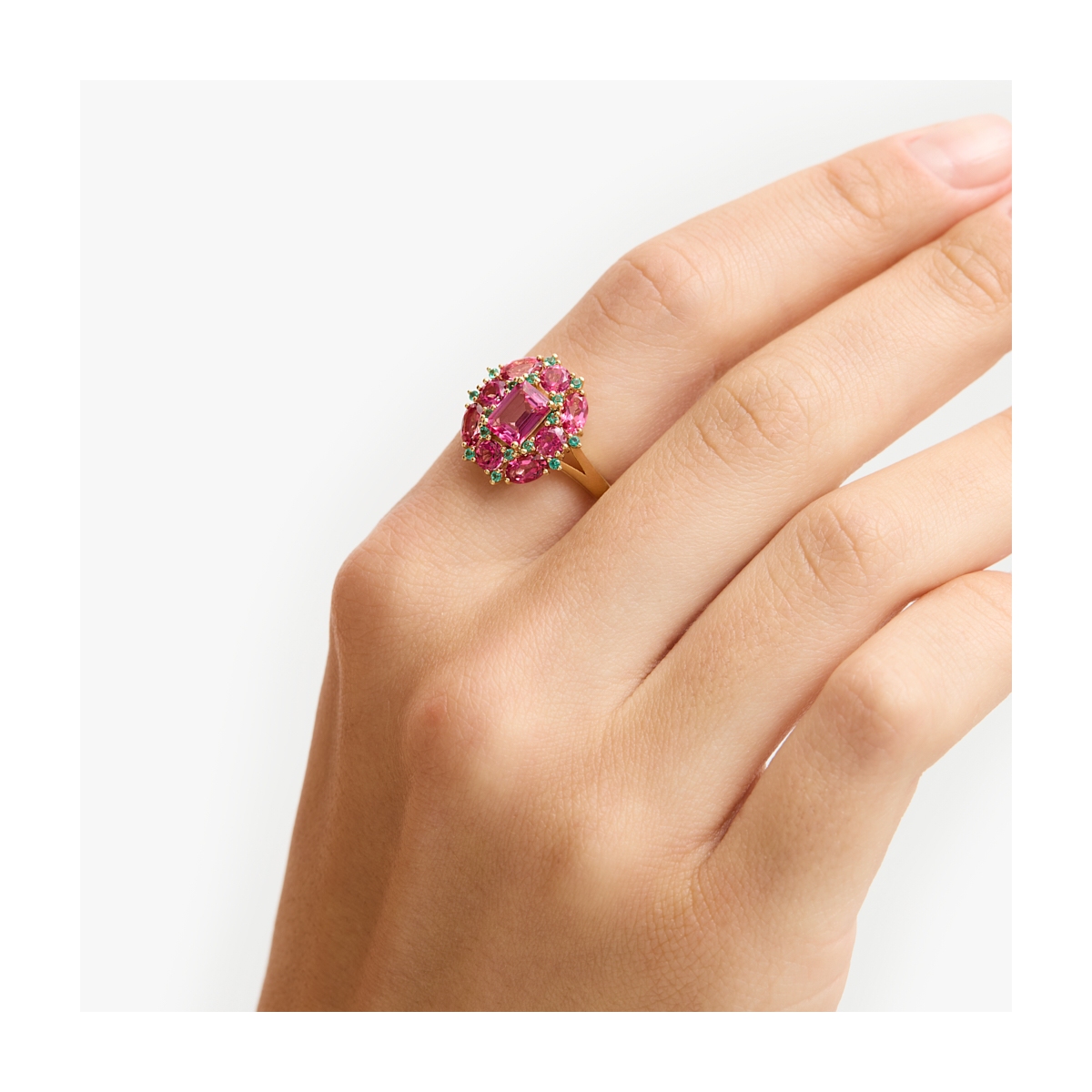 W.KRUK Pierścionek srebrny z różowymi topazami