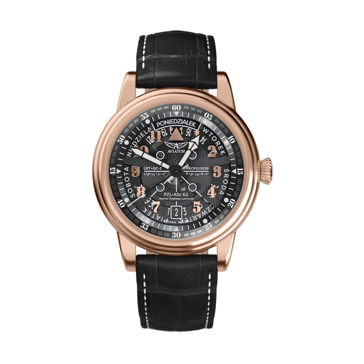 W.KRUK ZEGAREK AVIATOR DOUGLAS DAY-DATE MECA-41 POLSKA EDYCJA