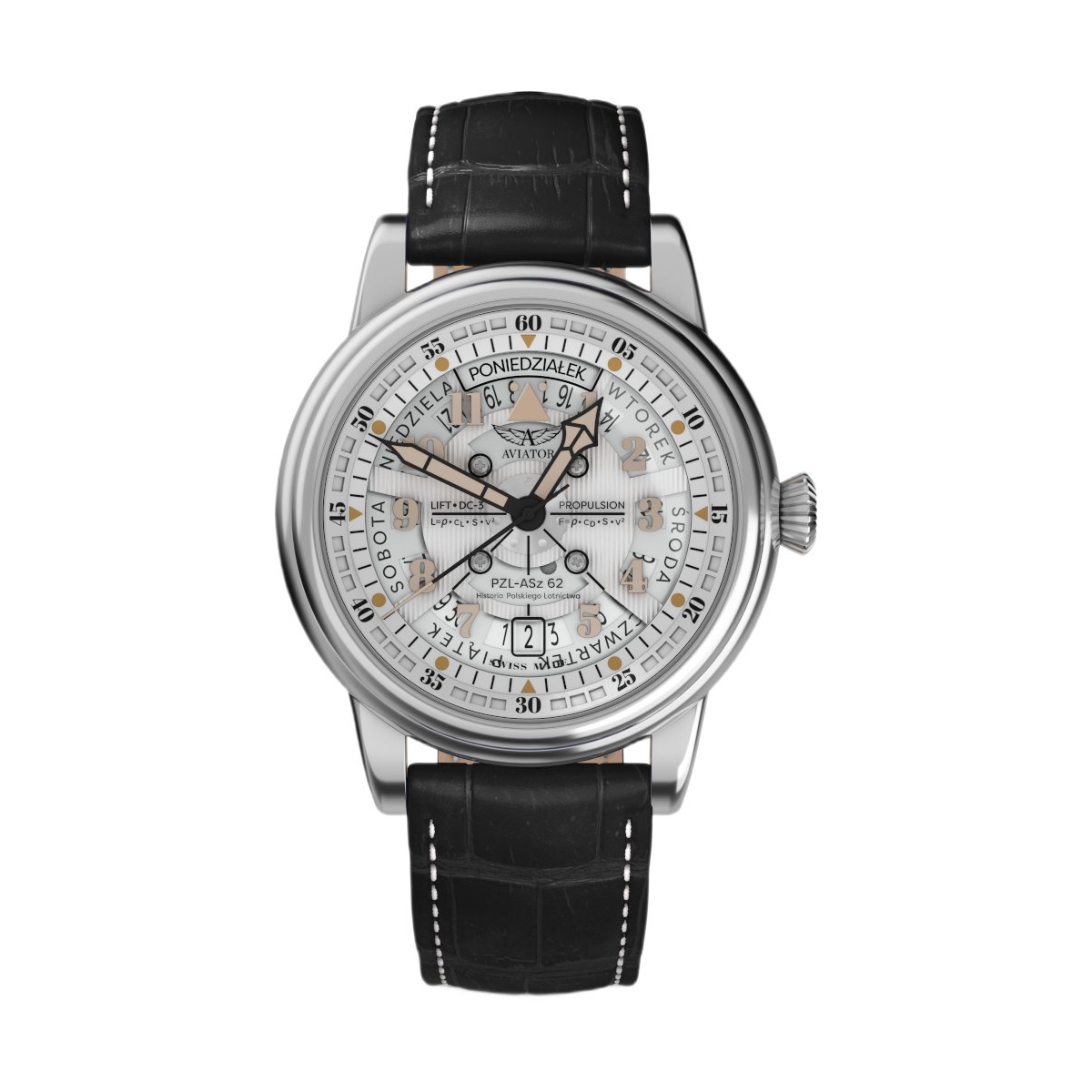 W.KRUK ZEGAREK AVIATOR DOUGLAS DAY-DATE MECA-41 POLSKA EDYCJA
