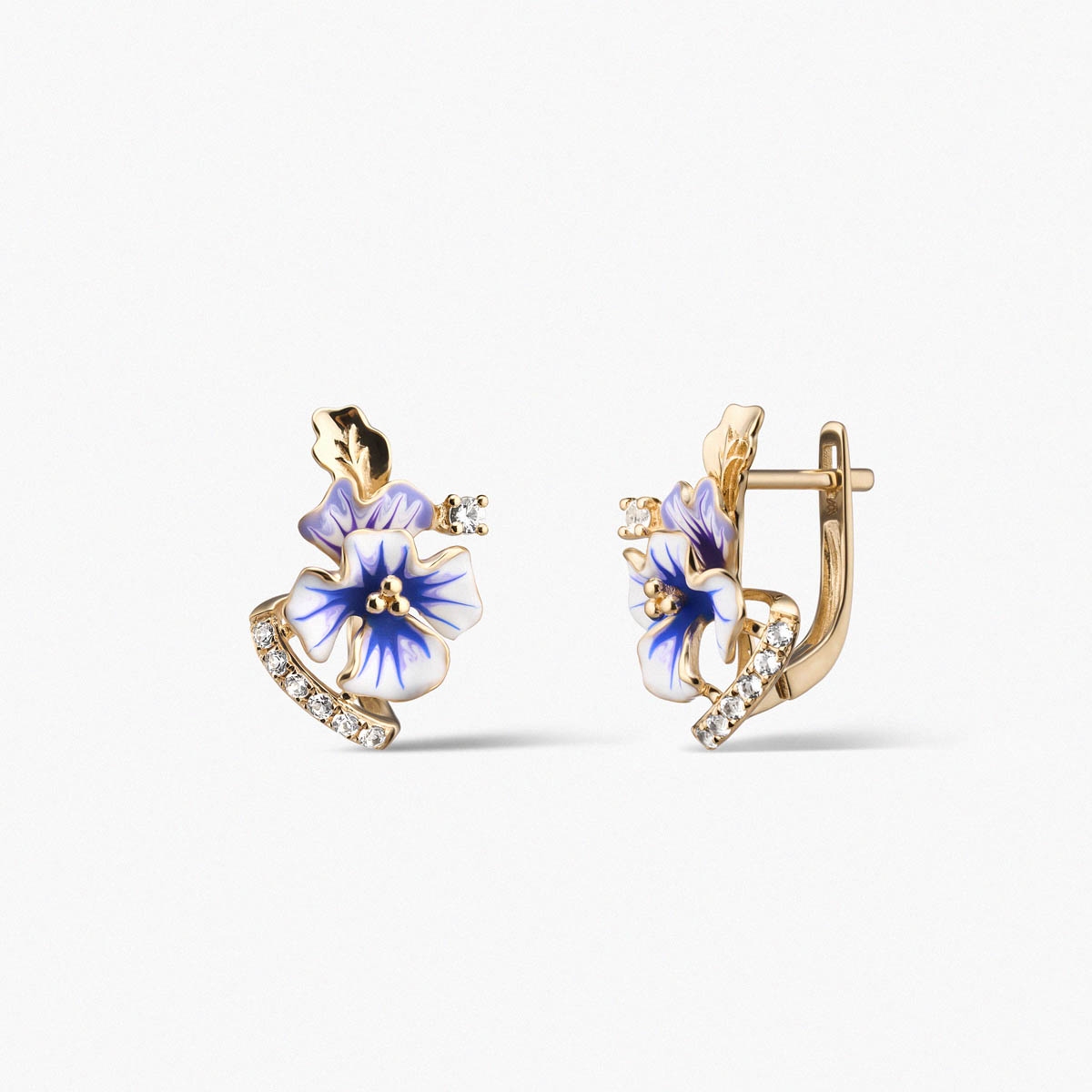 W.KRUK Kolczyki złote Kwiaty Nocy Bratki