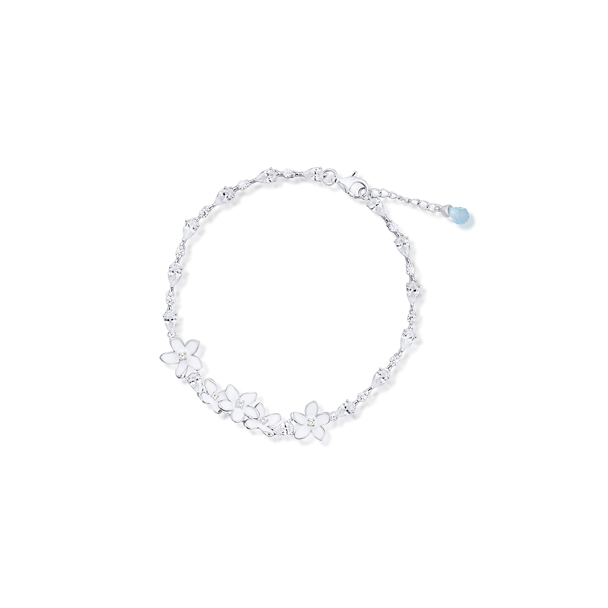 W.KRUK Bransoleta srebrna Kwiaty Nocy Biały Bez