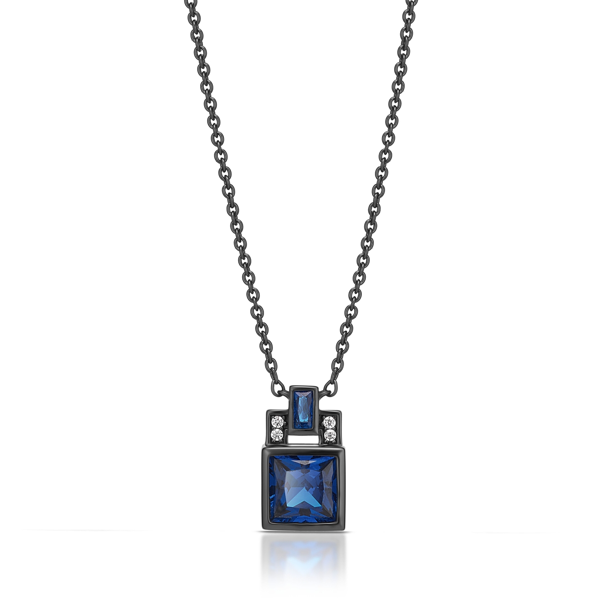 W.KRUK Naszyjnik srebrny z białymi i niebieskimi cyrkoniami METEORY