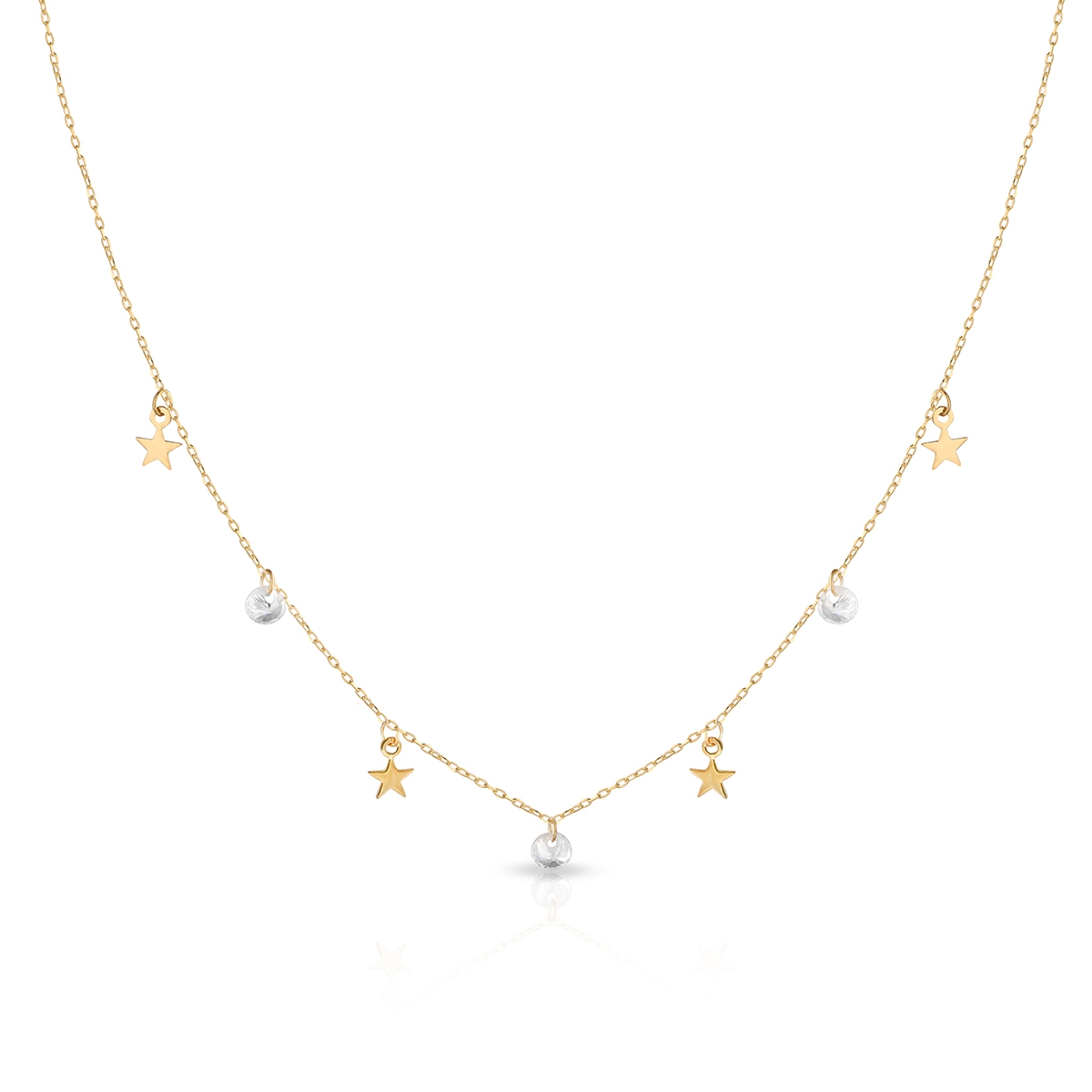 W.KRUK Naszyjnik złoty celebrytka z gwiazdkami