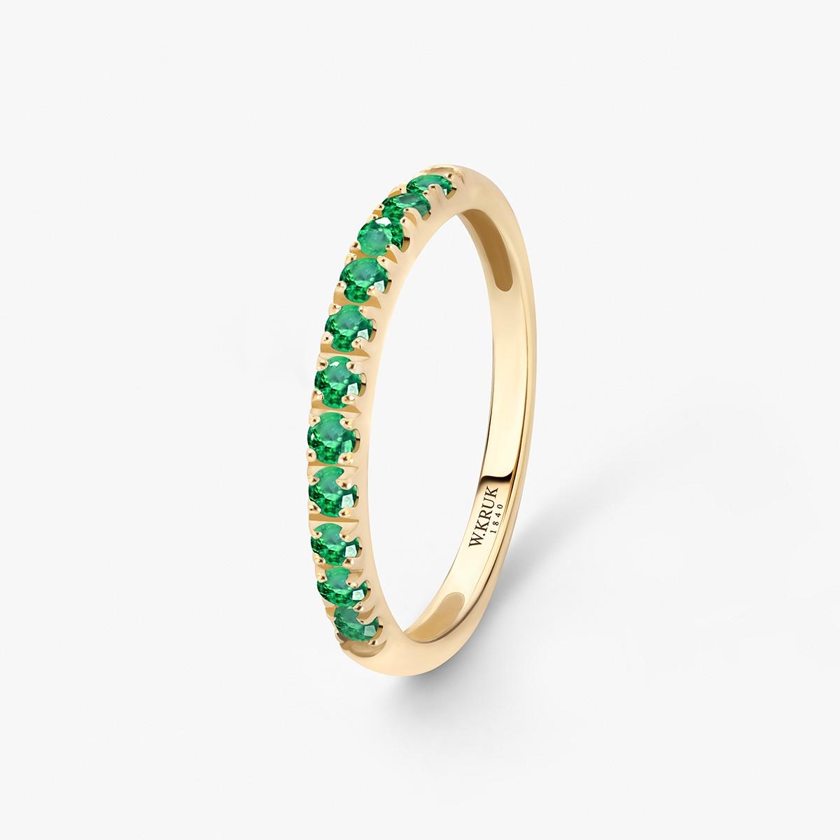 W.KRUK Pierścionek złoty ze szmaragdami TRIO
