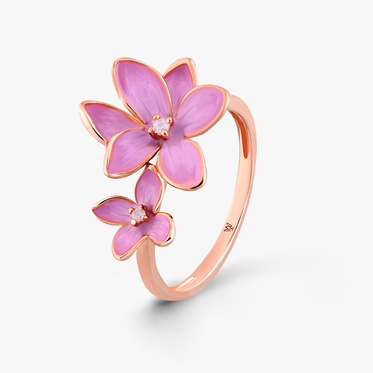 W.KRUK Pierścionek srebrny Kwiaty Nocy Różowy Bez