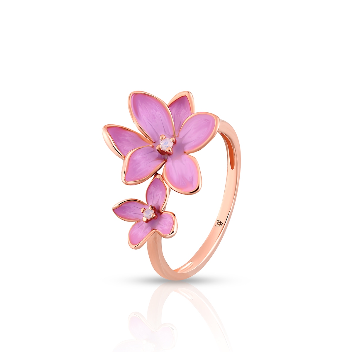 W.KRUK Pierścionek srebrny Kwiaty Nocy Różowy Bez