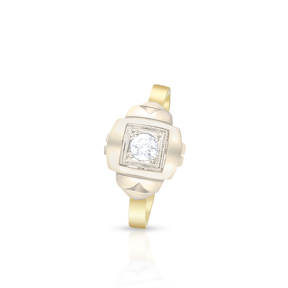 W.KRUK Pierścionek złoty bicolor z brylantem