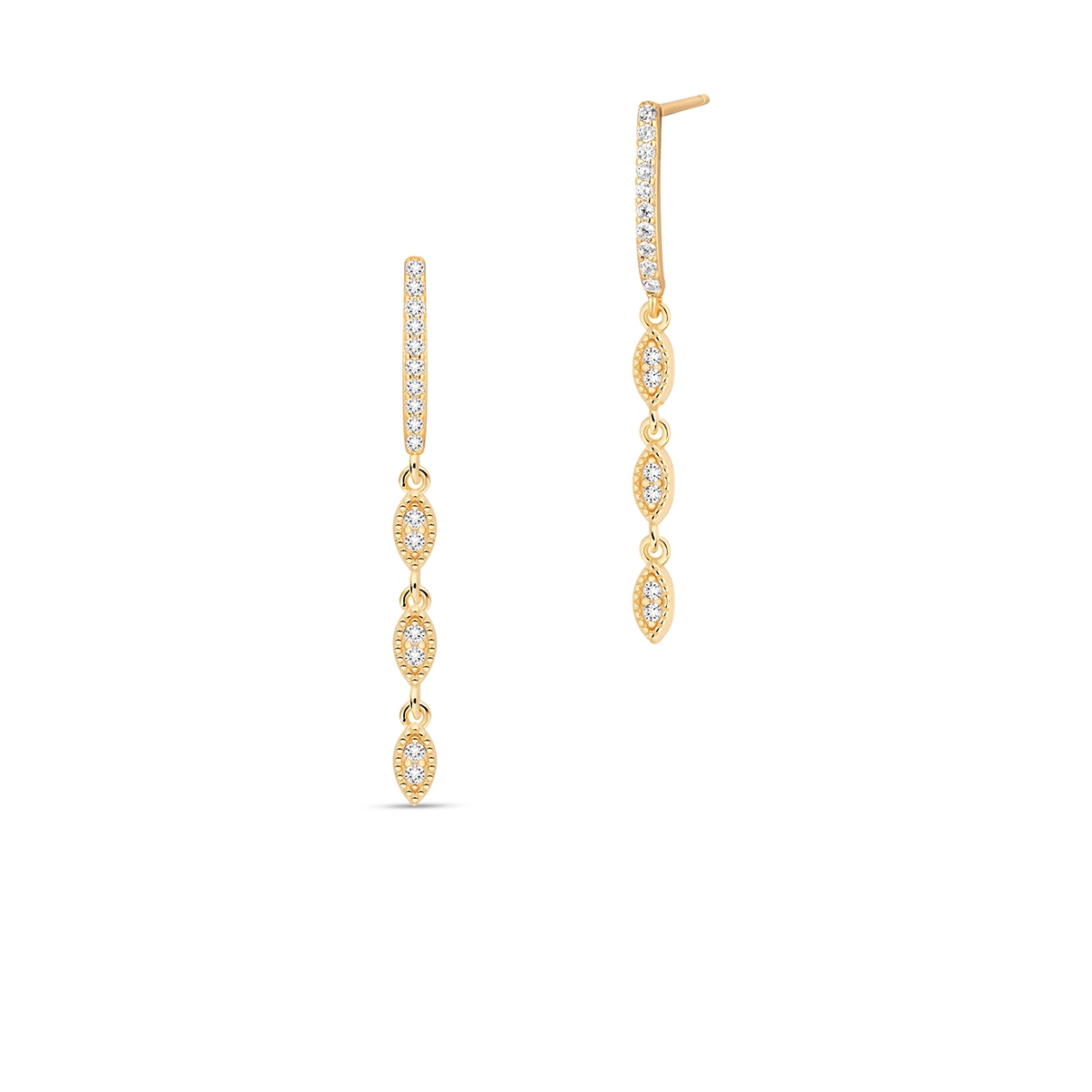 W.KRUK Kolczyki srebrne pozłacane z cyrkoniami