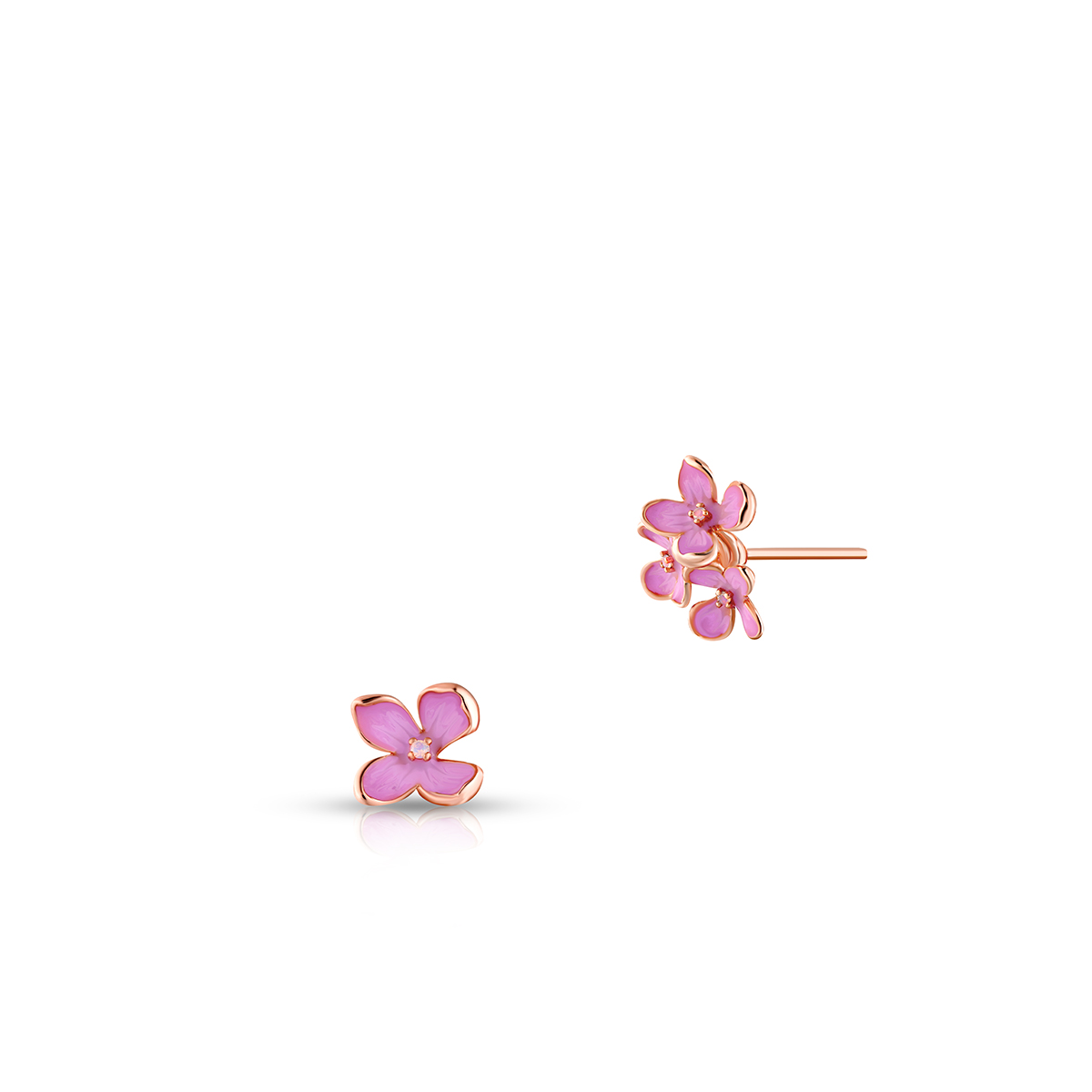 W.KRUK - Kolczyki srebrne Kwiaty Nocy Różowy Bez