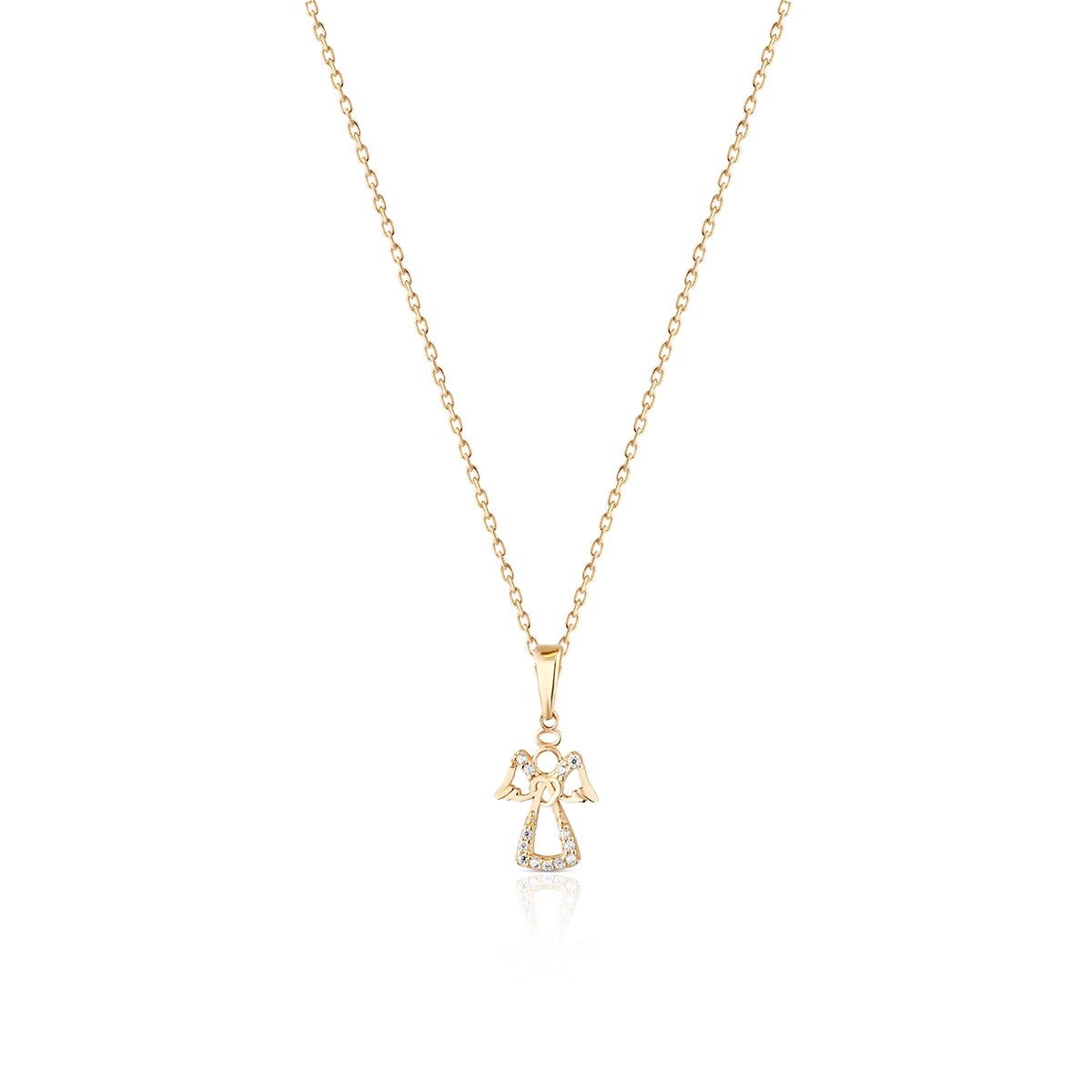 W.KRUK Wisiorek złoty aniołek z cyrkoniami