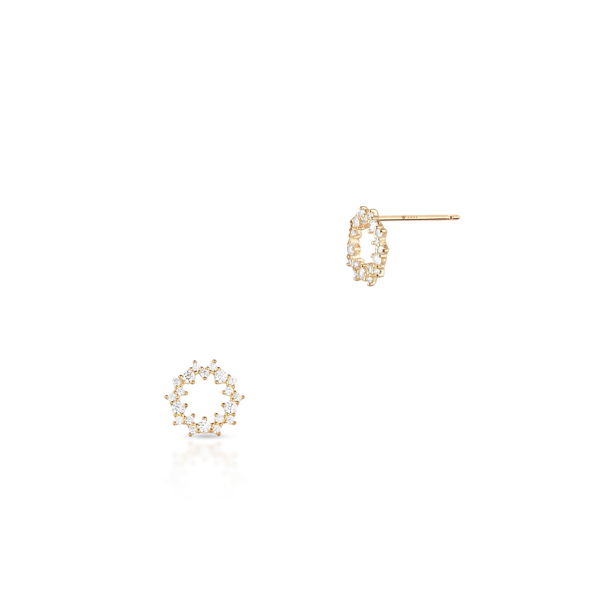 W.KRUK Kolczyki złote kółka z cyrkoniami