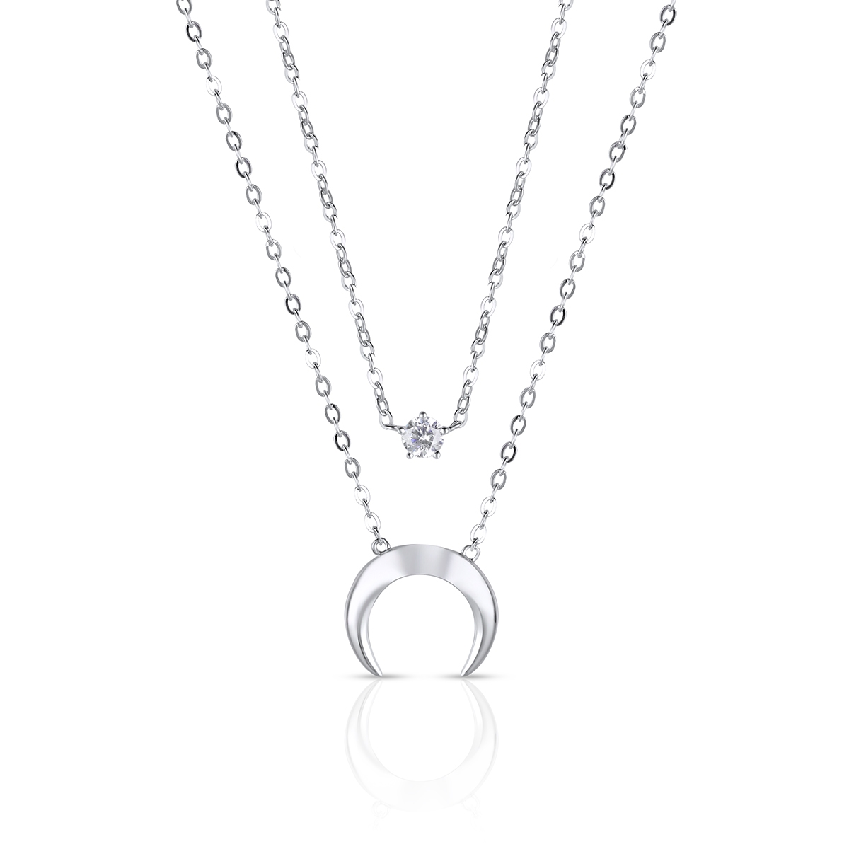 W.KRUK Naszyjnik srebrny kaskadowy lunula