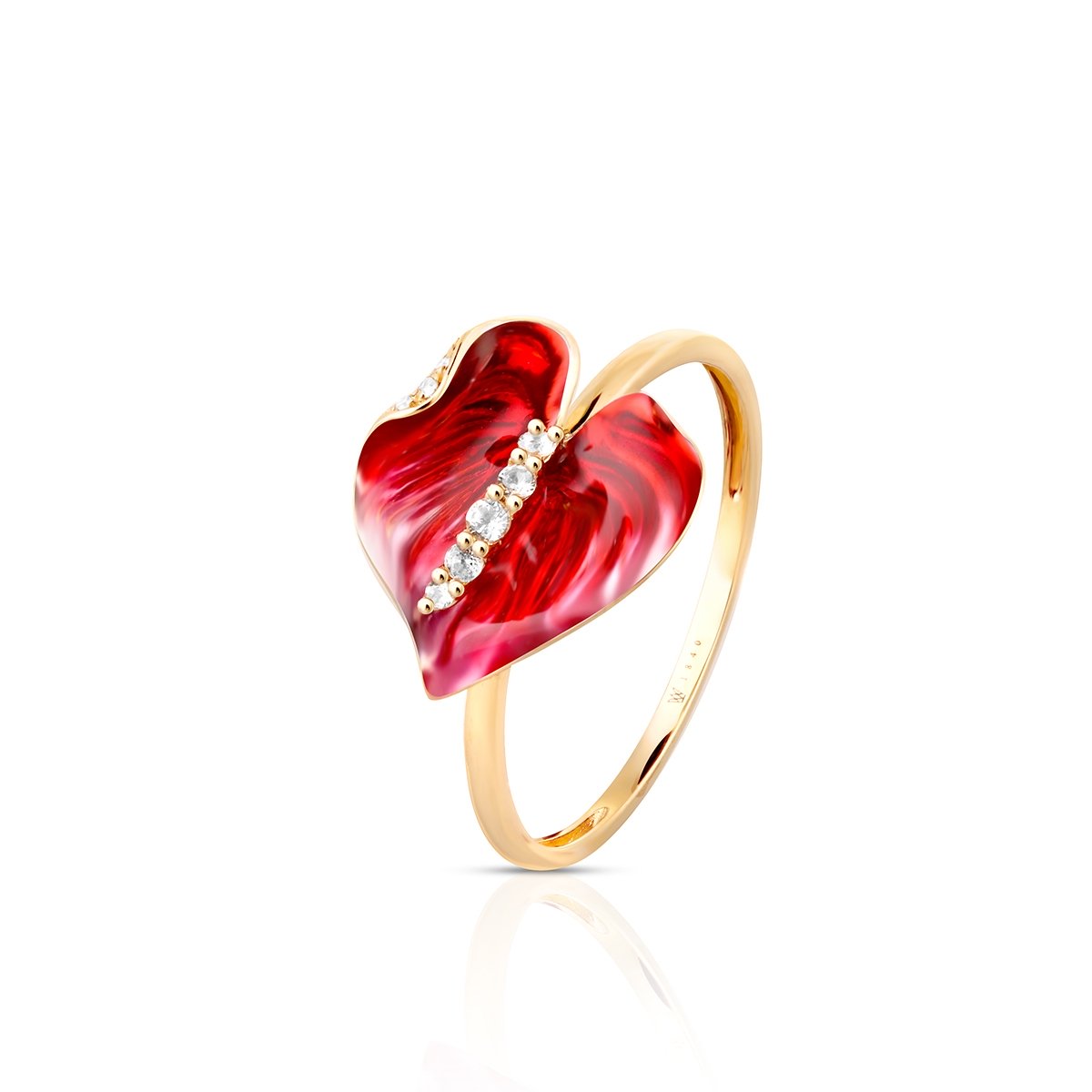 W.KRUK Pierścionek złoty Kwiaty Nocy Anturium