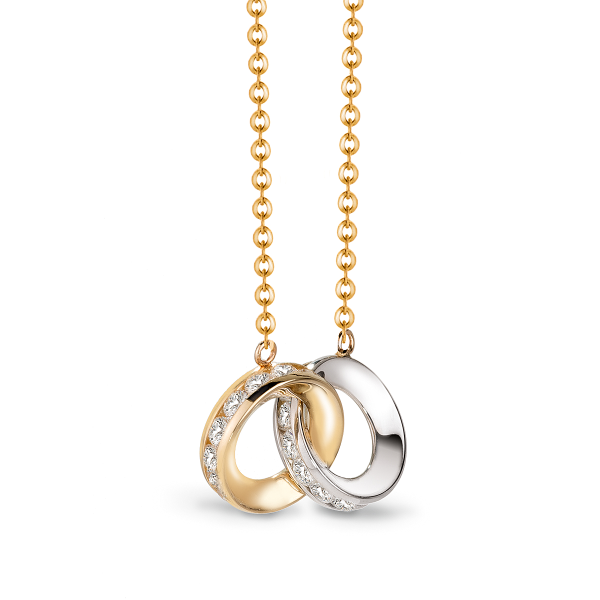 W.KRUK - Naszyjnik złoty bicolor z cyrkoniami