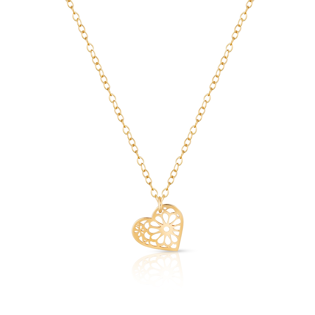 W.KRUK Naszyjnik srebrny pozłacany ażurowe serce