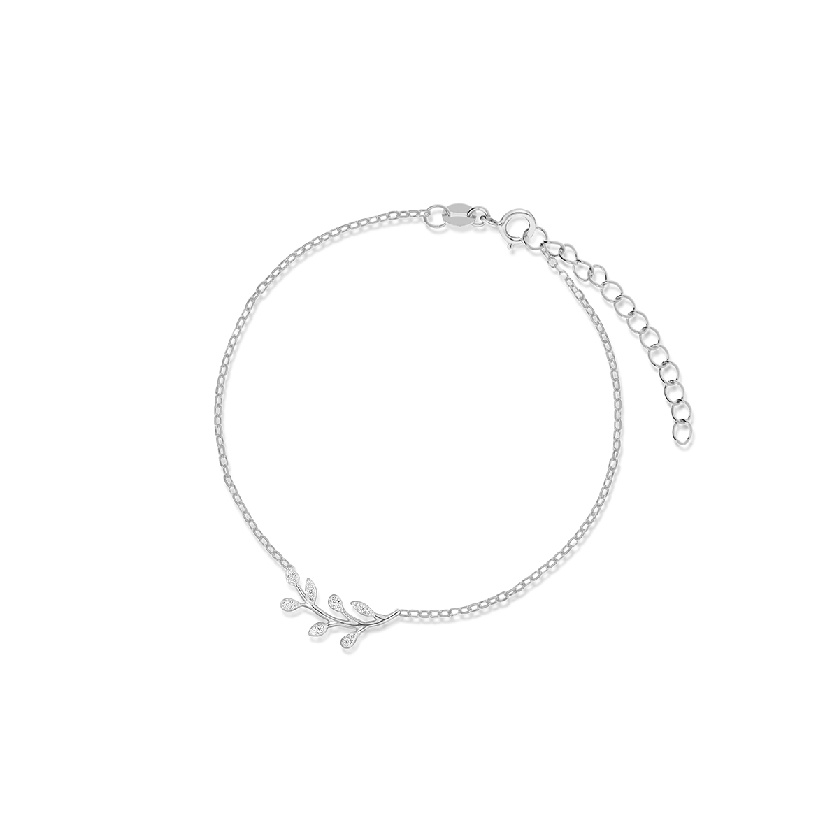 W.KRUK Bransoletka srebrna z motywem roślinnym