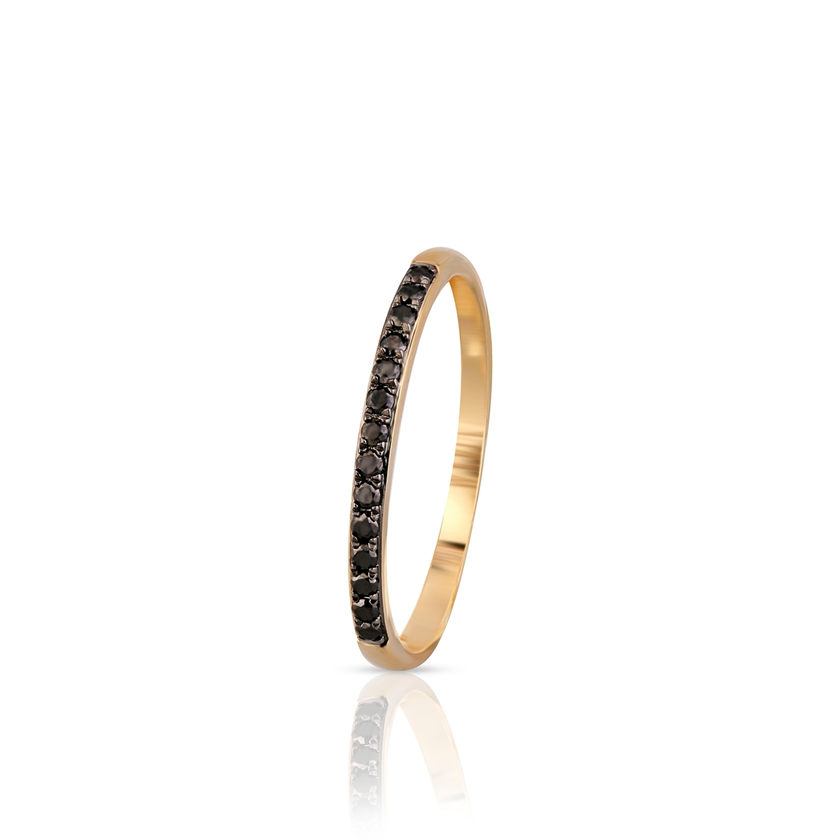 W.KRUK Pierścionek złoty z czarnymi brylantami