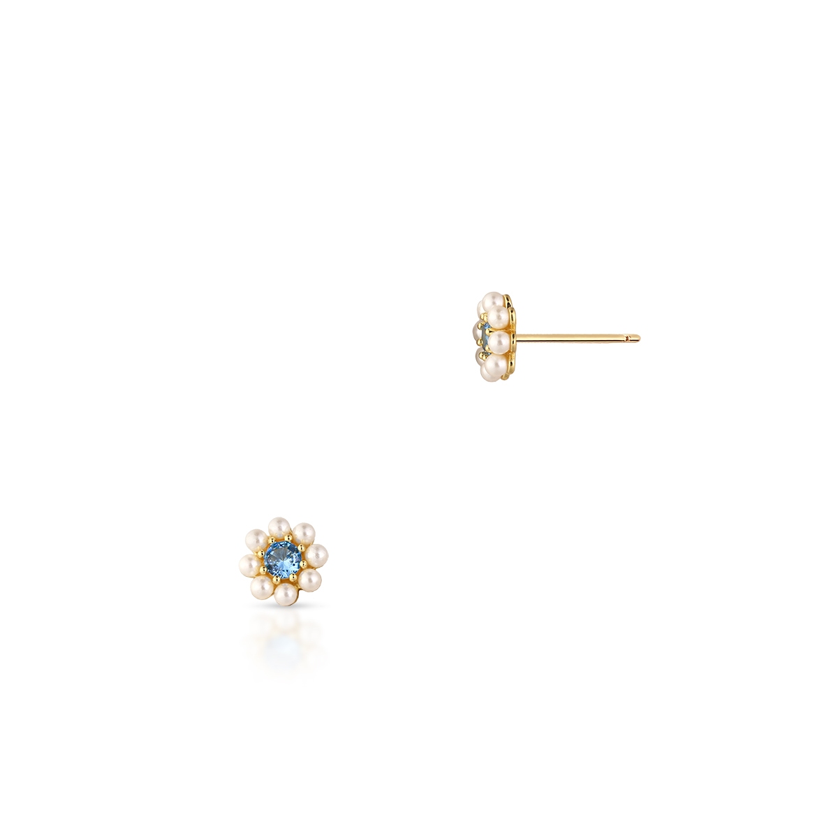 W.KRUK Kolczyki srebrne kwiatuszek z perłami