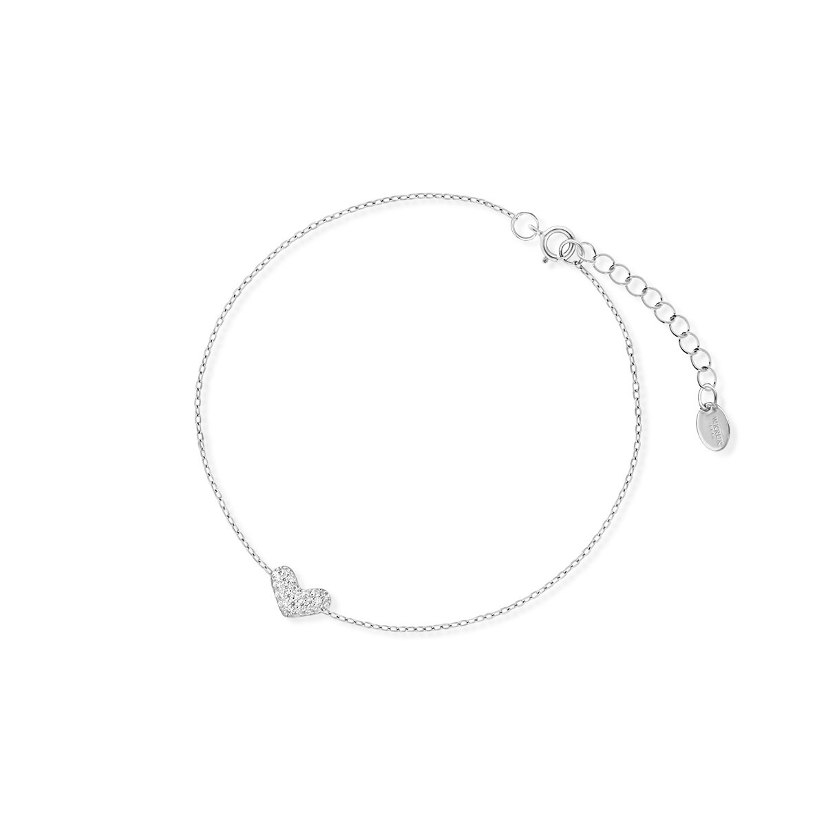 W.KRUK Bransoleta srebrna serce z cyrkoniami