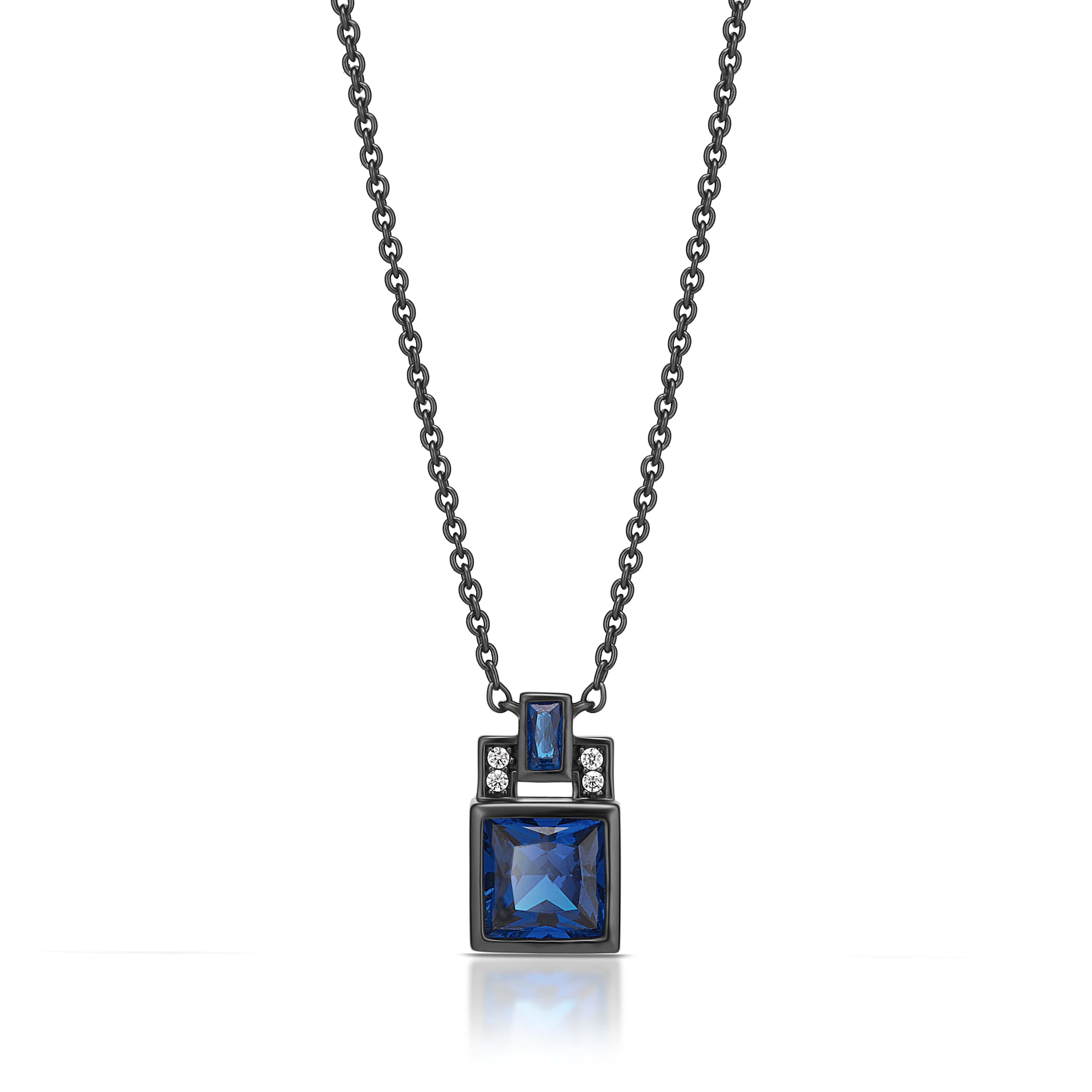 W.KRUK - Naszyjnik srebrny z białymi i niebieskimi cyrkoniami METEORY