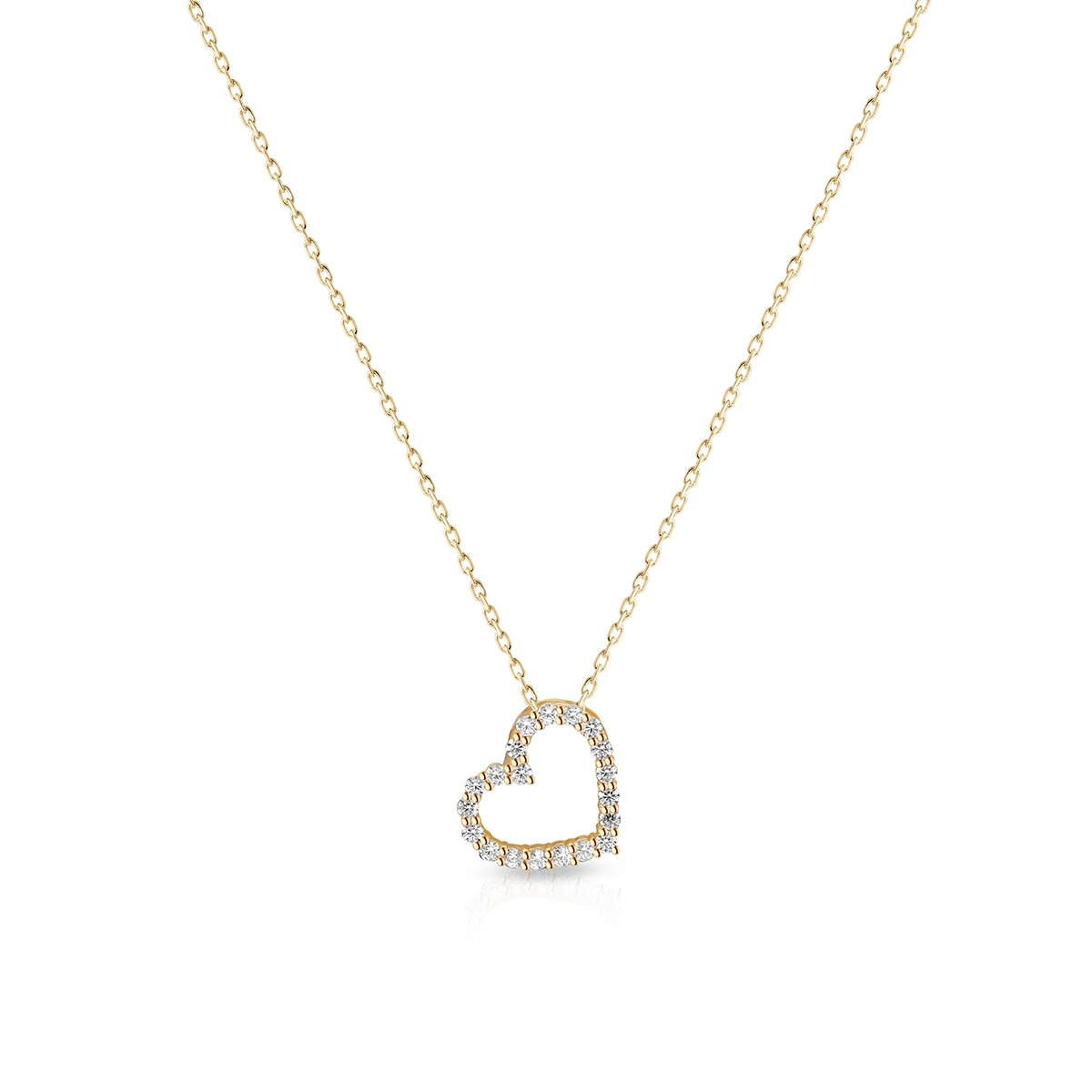 W.KRUK Wisiorek złoty serce wysadzane cyrkoniami