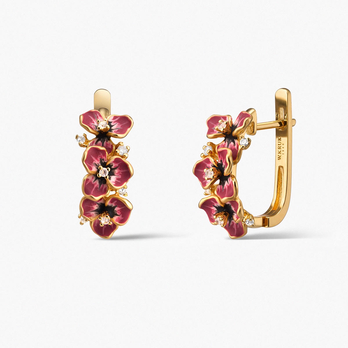 W.KRUK Kolczyki srebrne Kwiaty Nocy Bratki