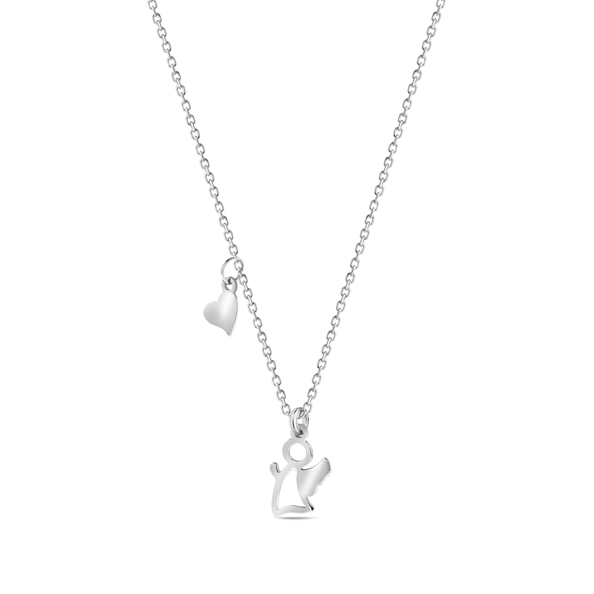 W.KRUK Naszyjnik srebrny z aniołkiem i sercem