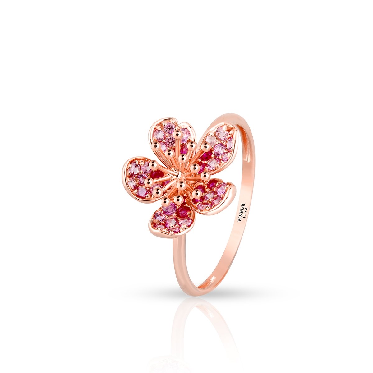 W.KRUK Pierścionek różowe złoto Kwiaty Nocy