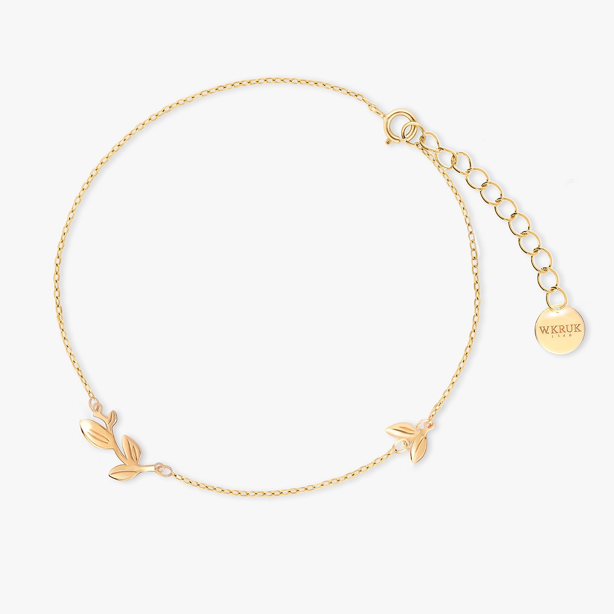 W.KRUK Bransoleta srebrna pozłacana z motywem roślinnym