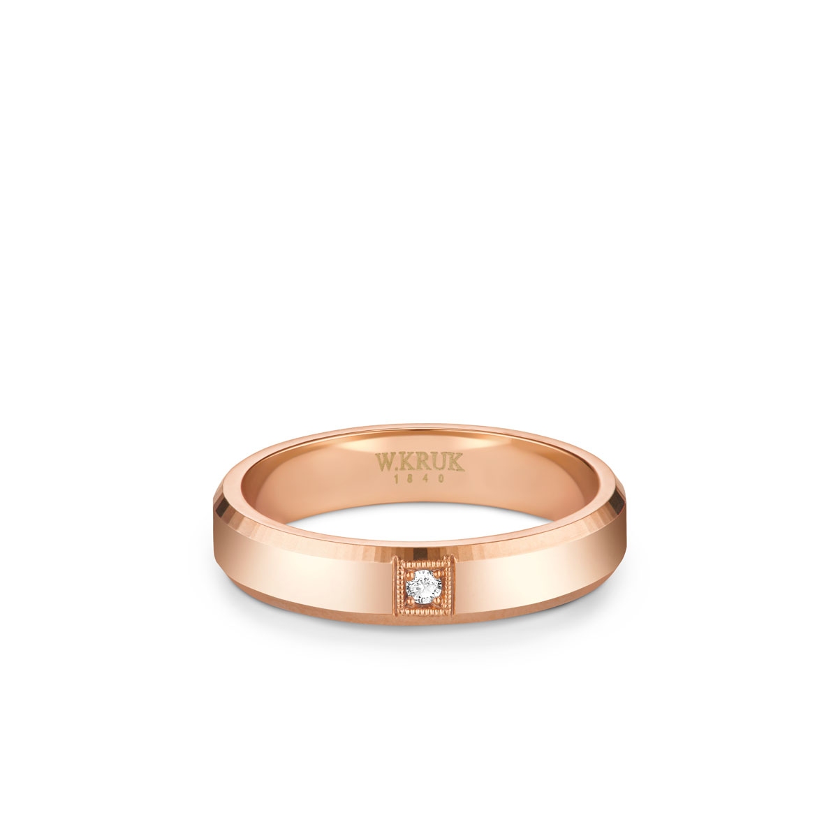W.KRUK Obrączka złota z brylantem BORMIO