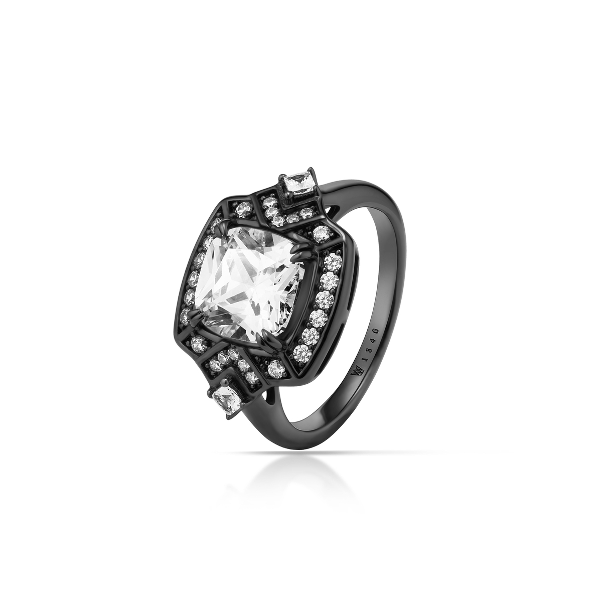 W.KRUK Pierścionek srebrny czarne rodowanie METEORY