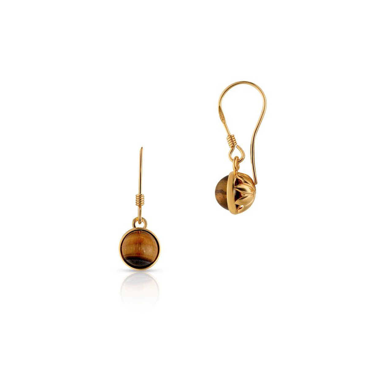 W.KRUK - Kolczyki srebrne pozłacane tygrysie oko