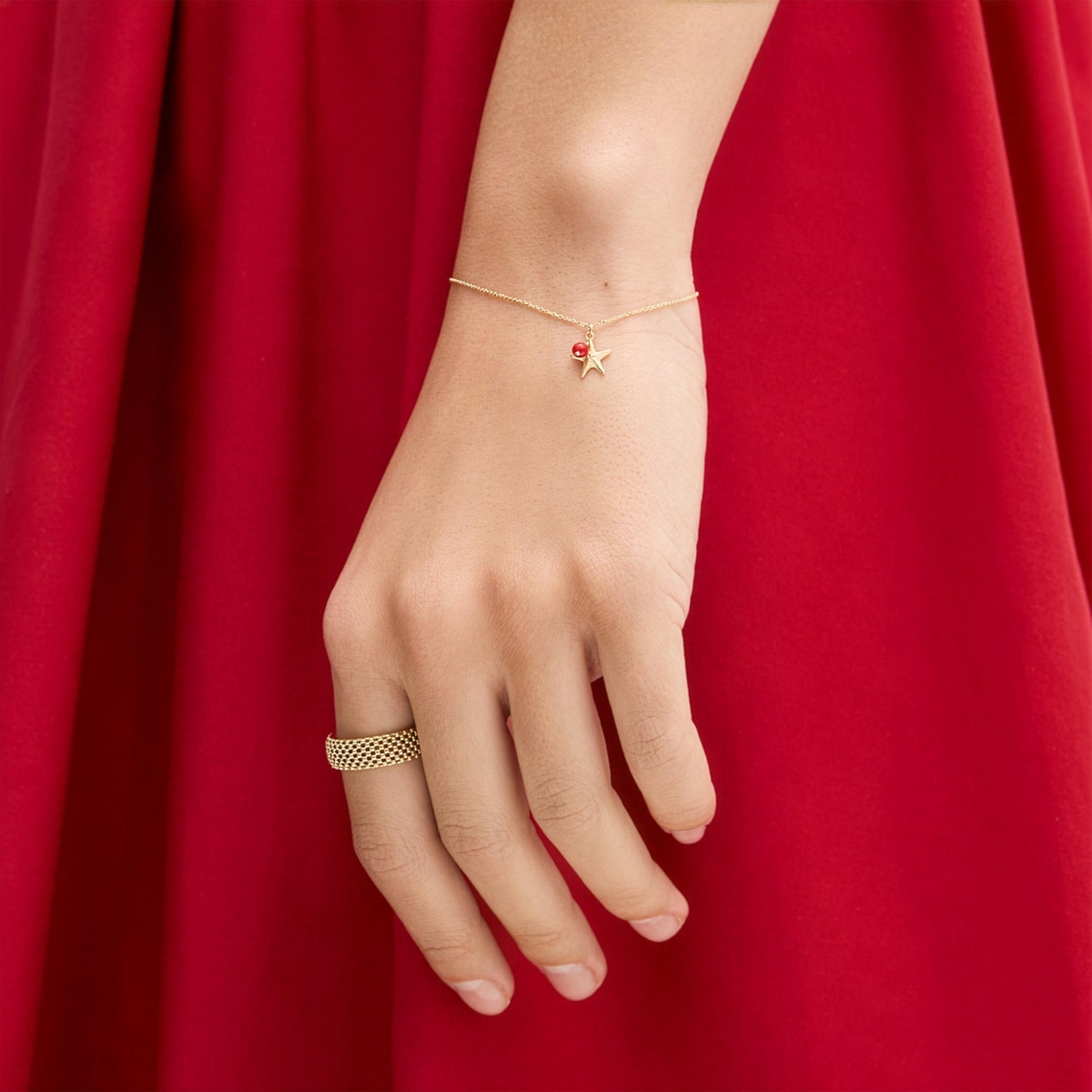 W.KRUK Bransoleta złota z rozgwiazdą i koralem Santorini