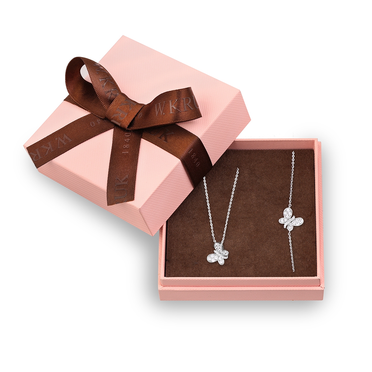W.KRUK Komplet Motyl z cyrkoniami