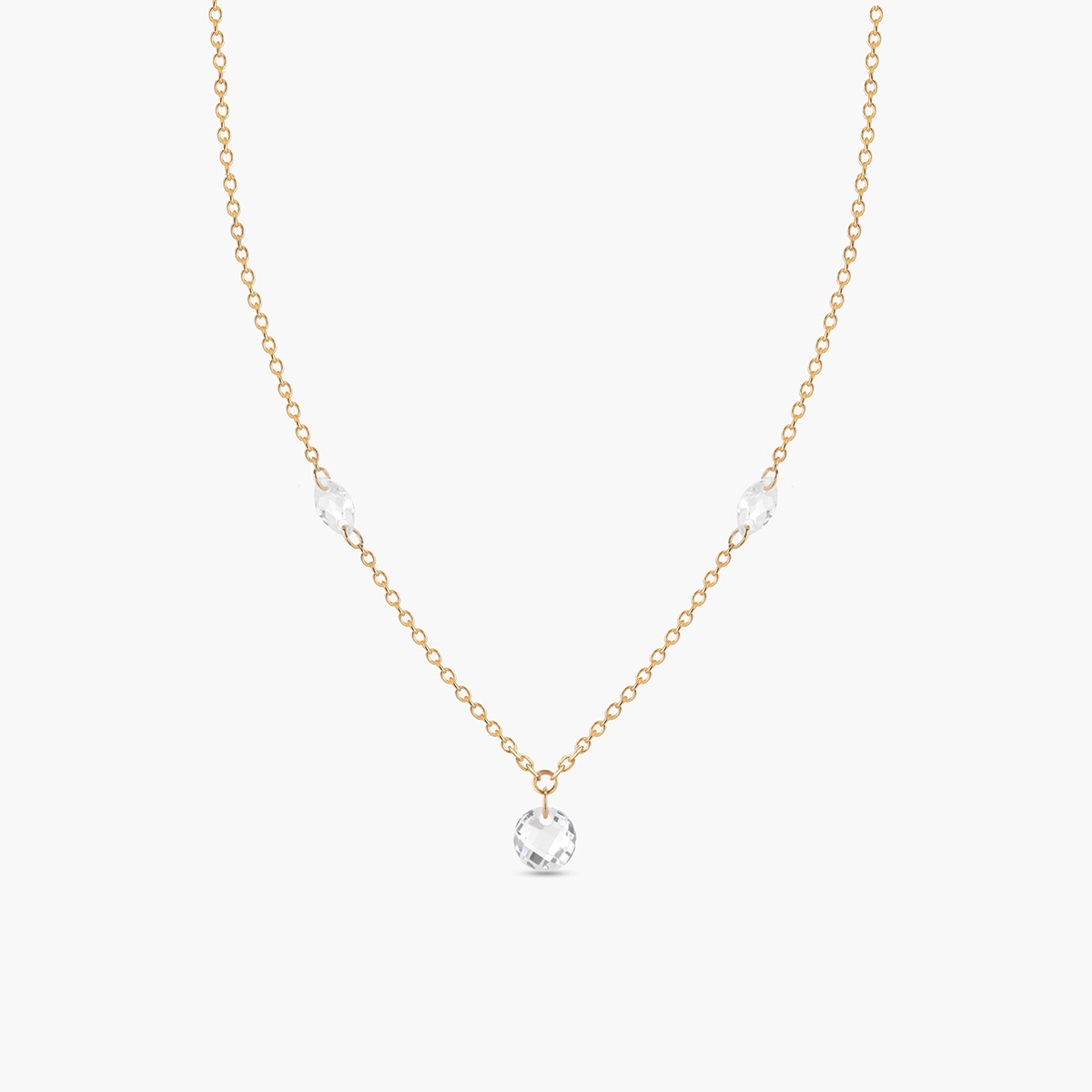 W.KRUK Naszyjnik złoty z cyrkoniami