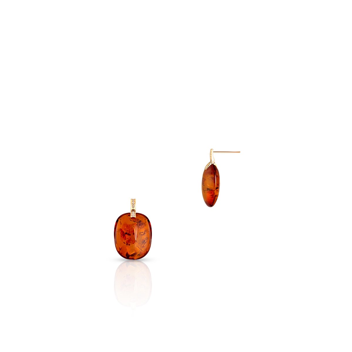 W.KRUK Kolczyki złote z bursztynem