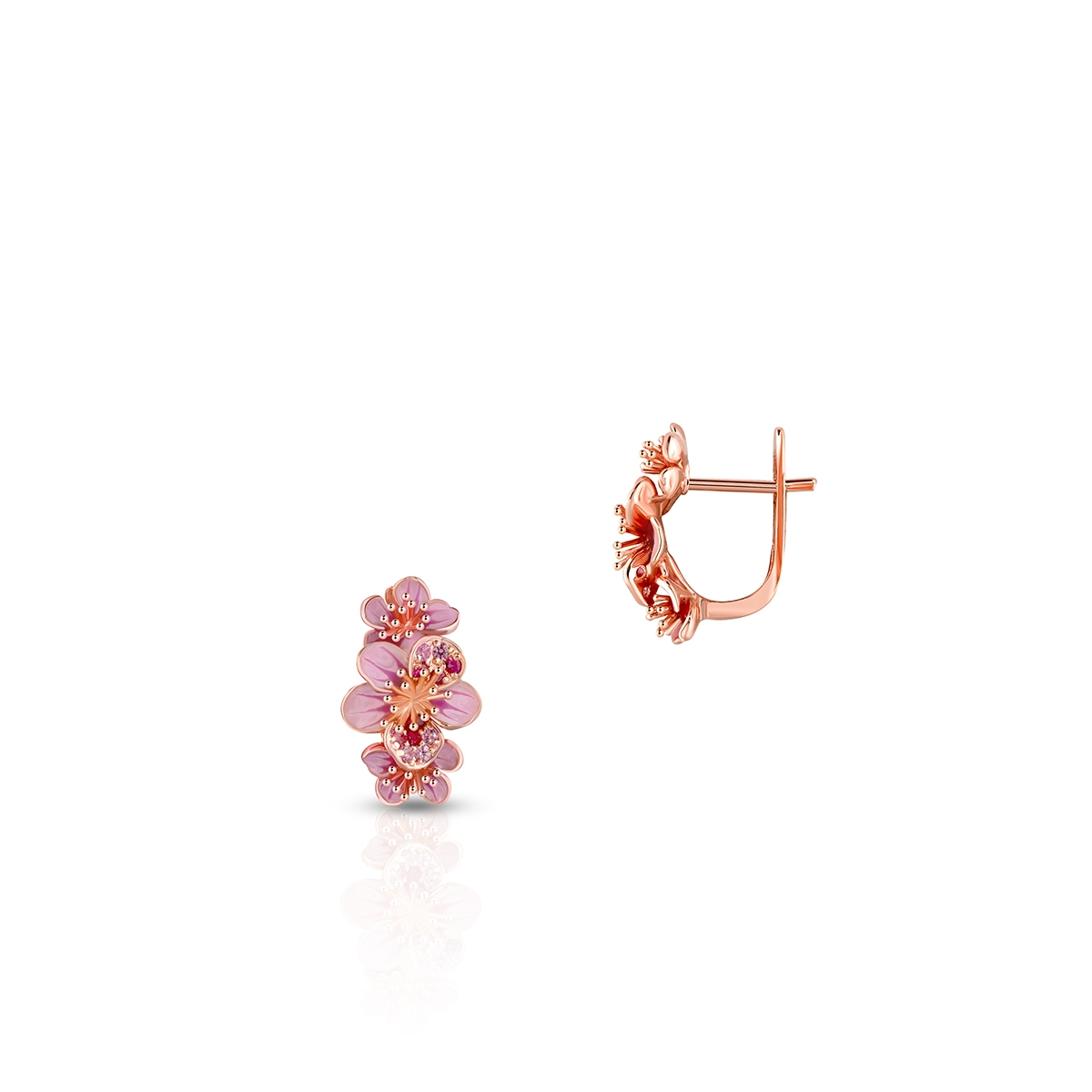 W.KRUK Kolczyki różowe złoto Kwiaty Nocy