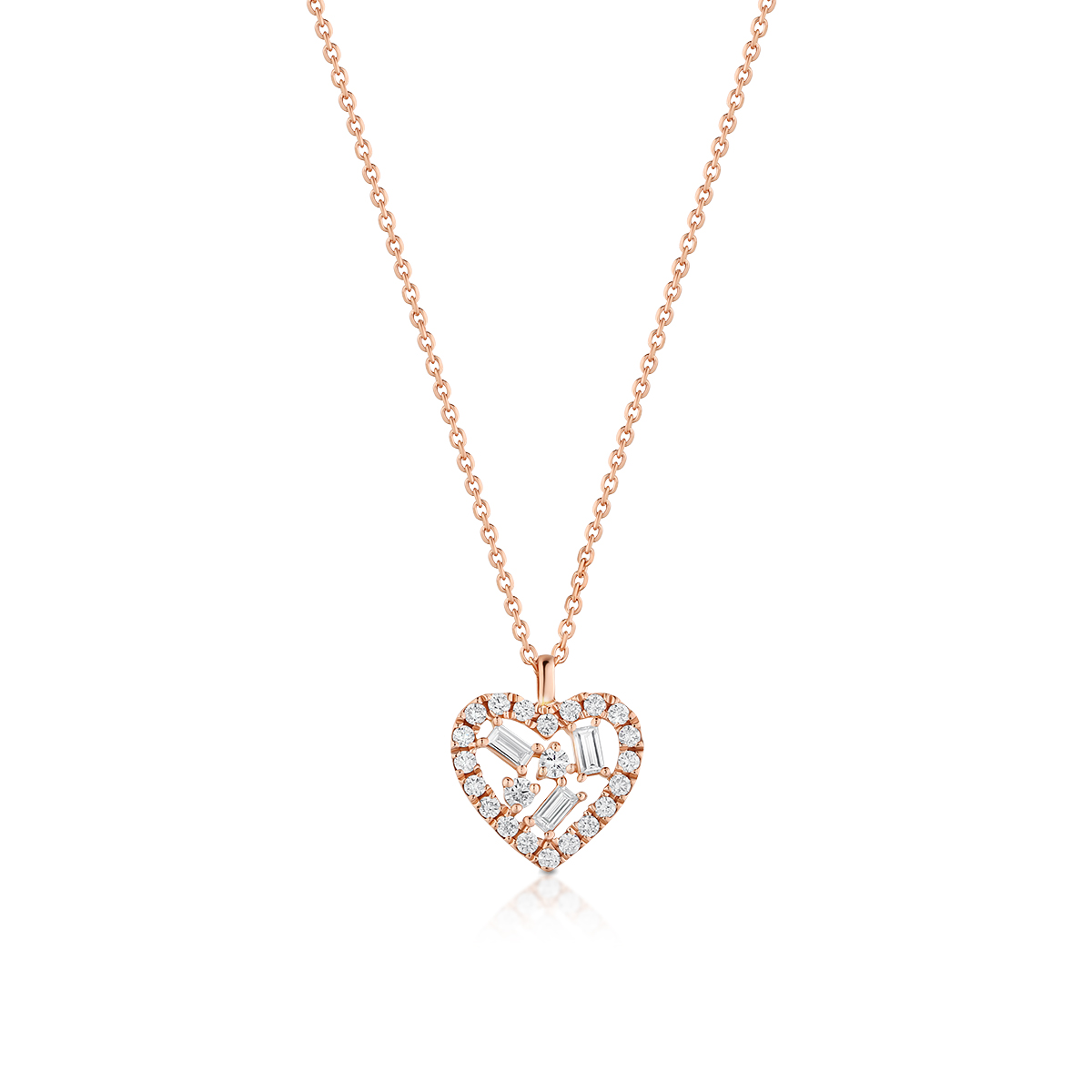 W.KRUK - Naszyjnik złoty serce z diamentami