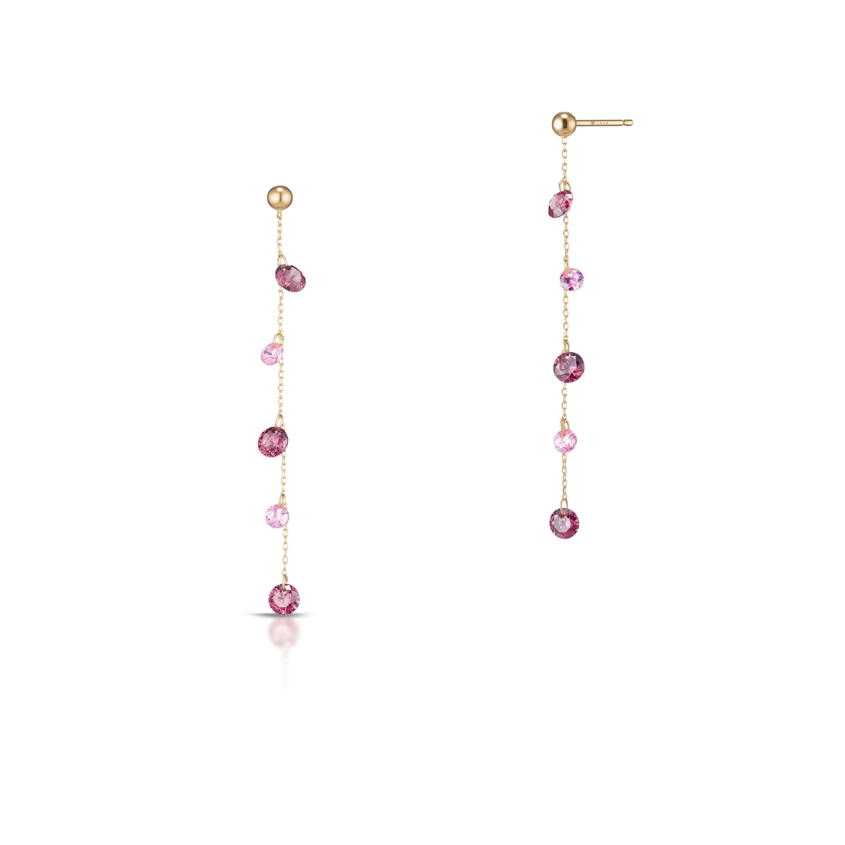 W.KRUK Kolczyki złote z różowymi cyrkoniami