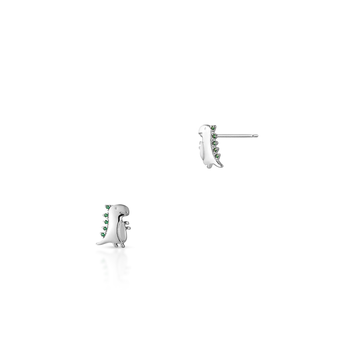 W.KRUK Kolczyki srebrne z dinozaurem