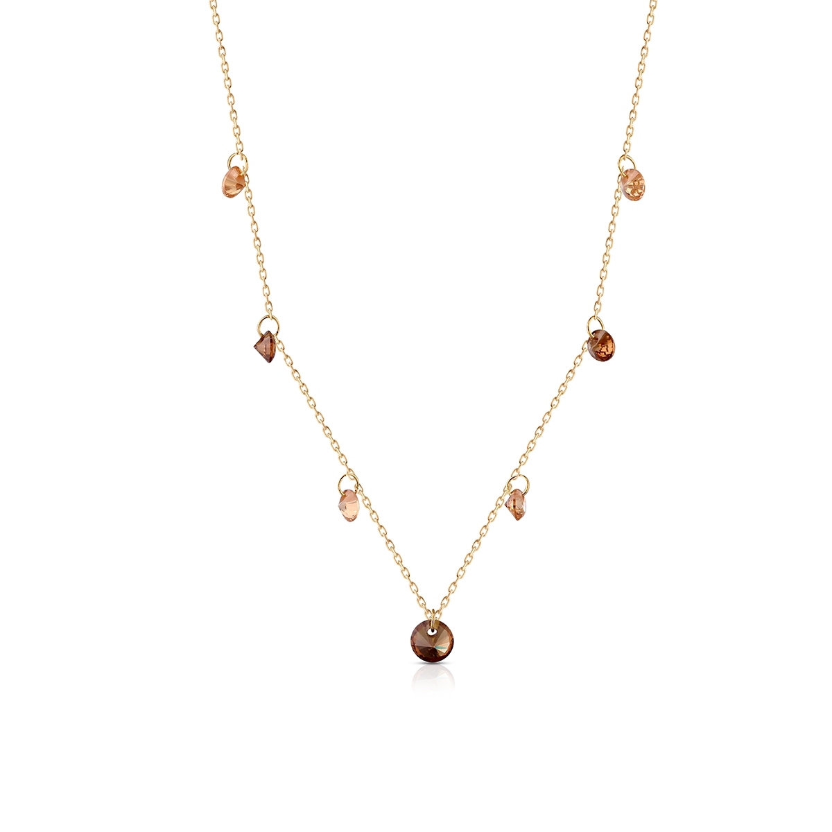 W.KRUK Naszyjnik złoty z kolorowymi cyrkoniami