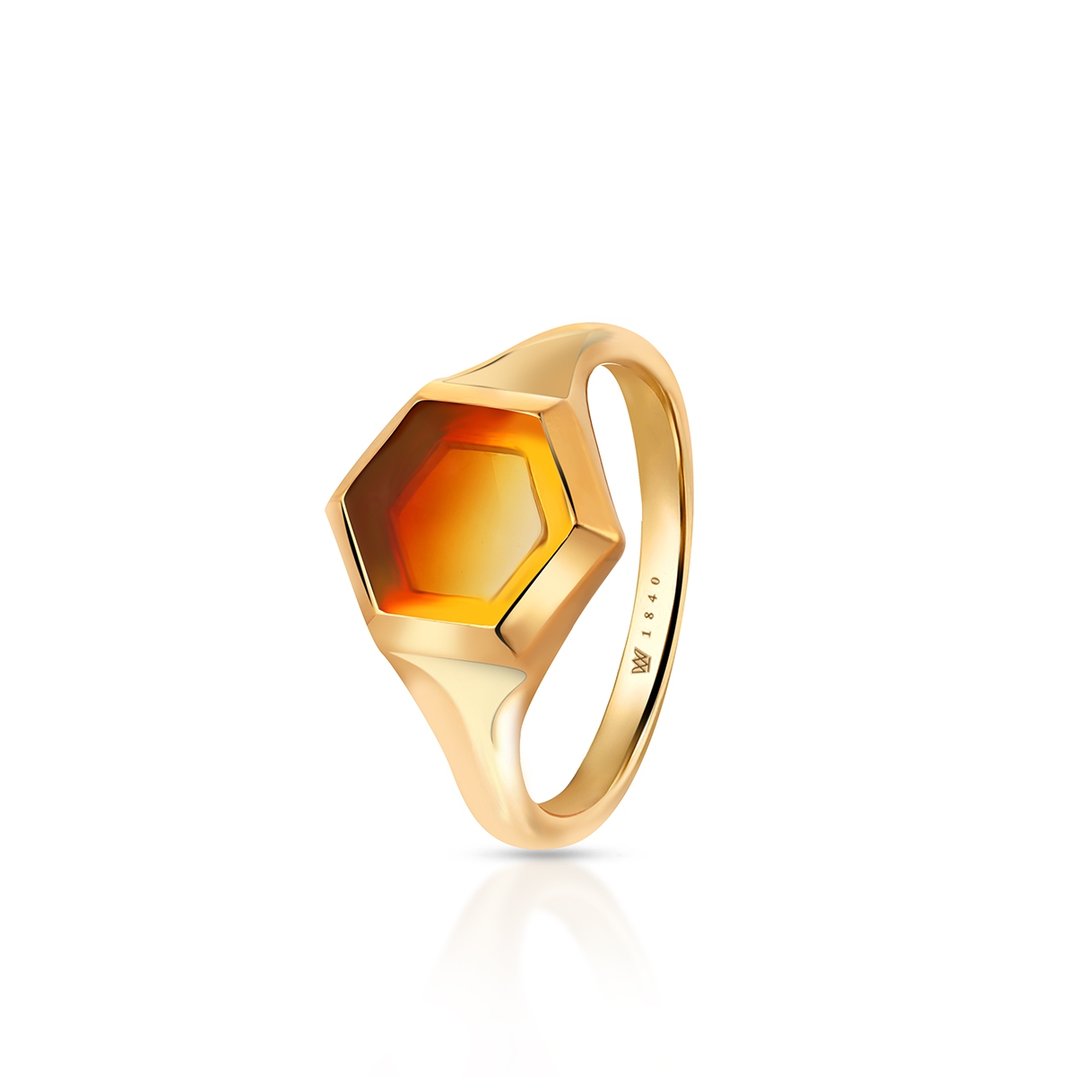 W.KRUK Pierścionek srebrny z bursztynem Miodowa