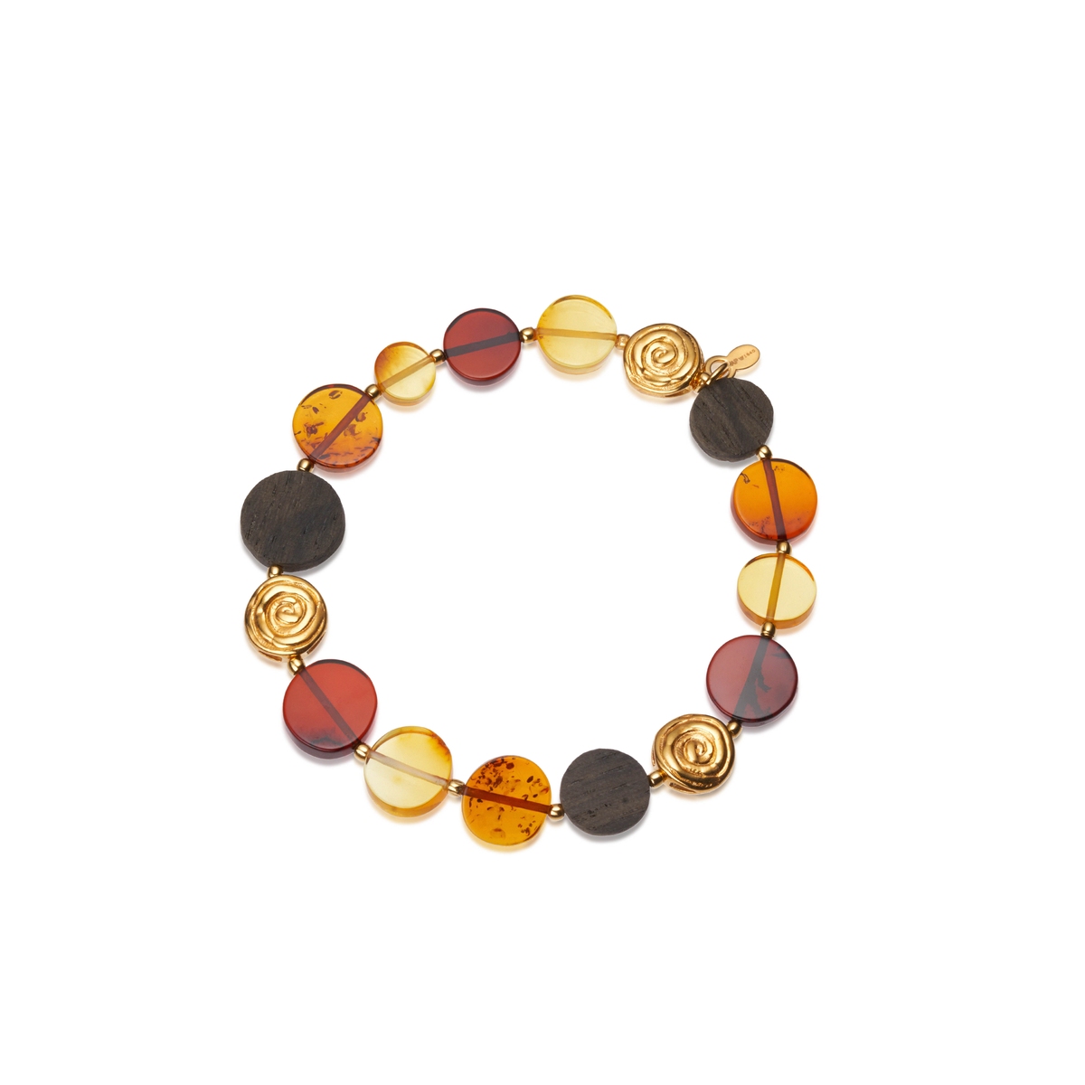 W.KRUK Bransoleta złocona z bursztynami