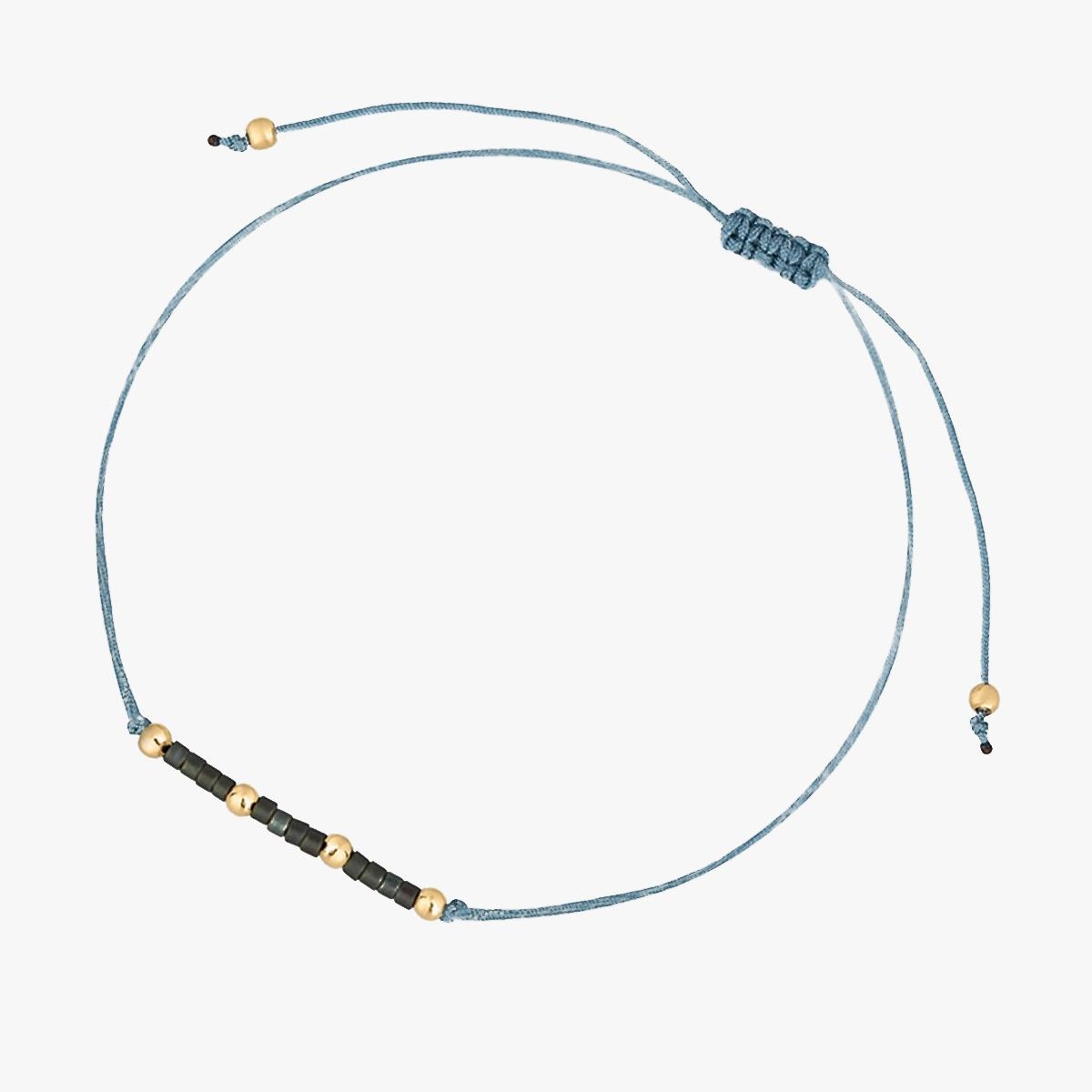 W.KRUK Bransoleta sznurkowa z niebieskimi koralikami