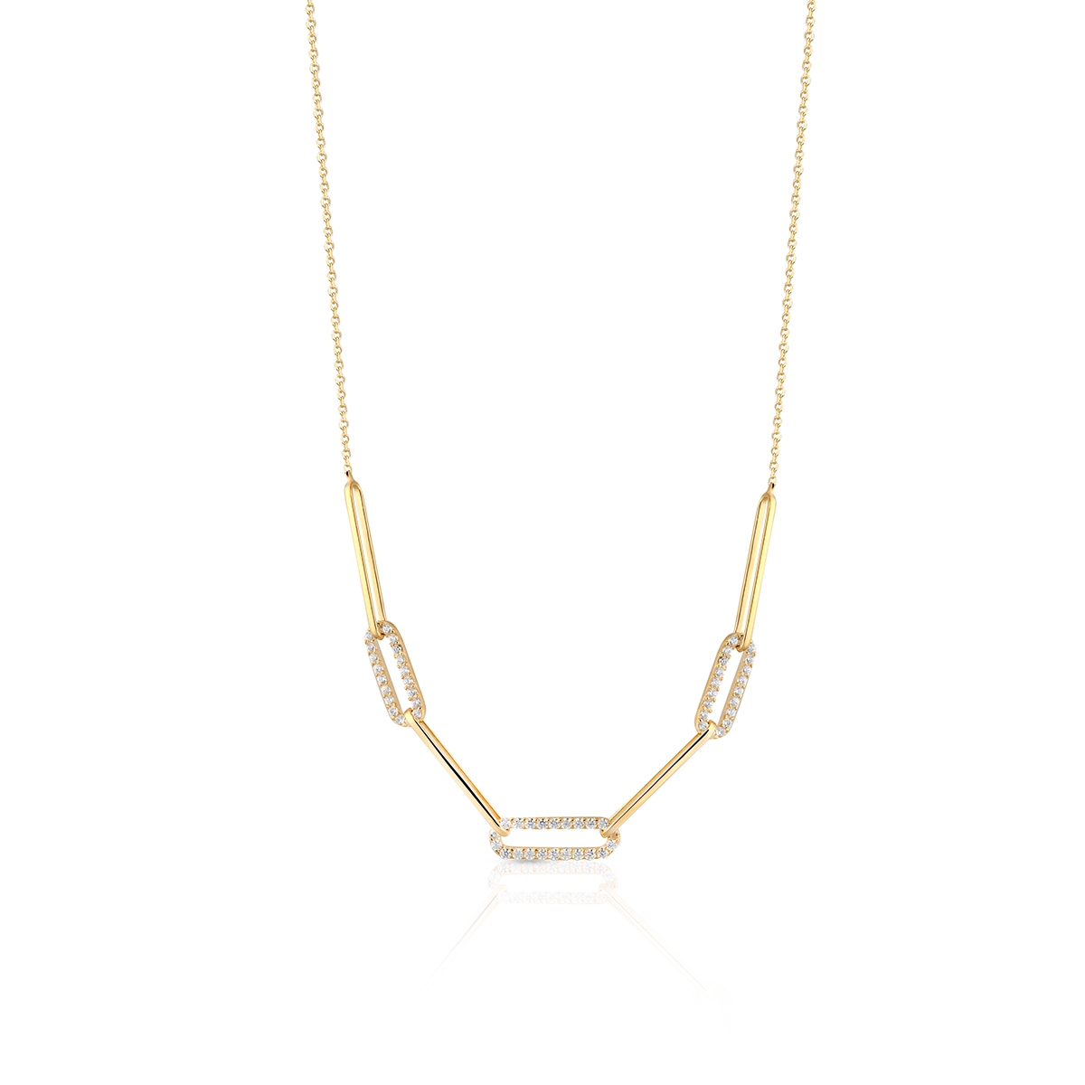 W.KRUK Naszyjnik złoty z cyrkoniami