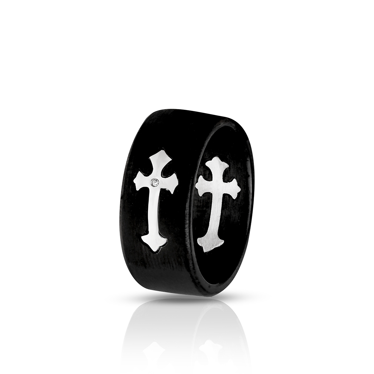 W.KRUK Pierścionek stal z krzyżem